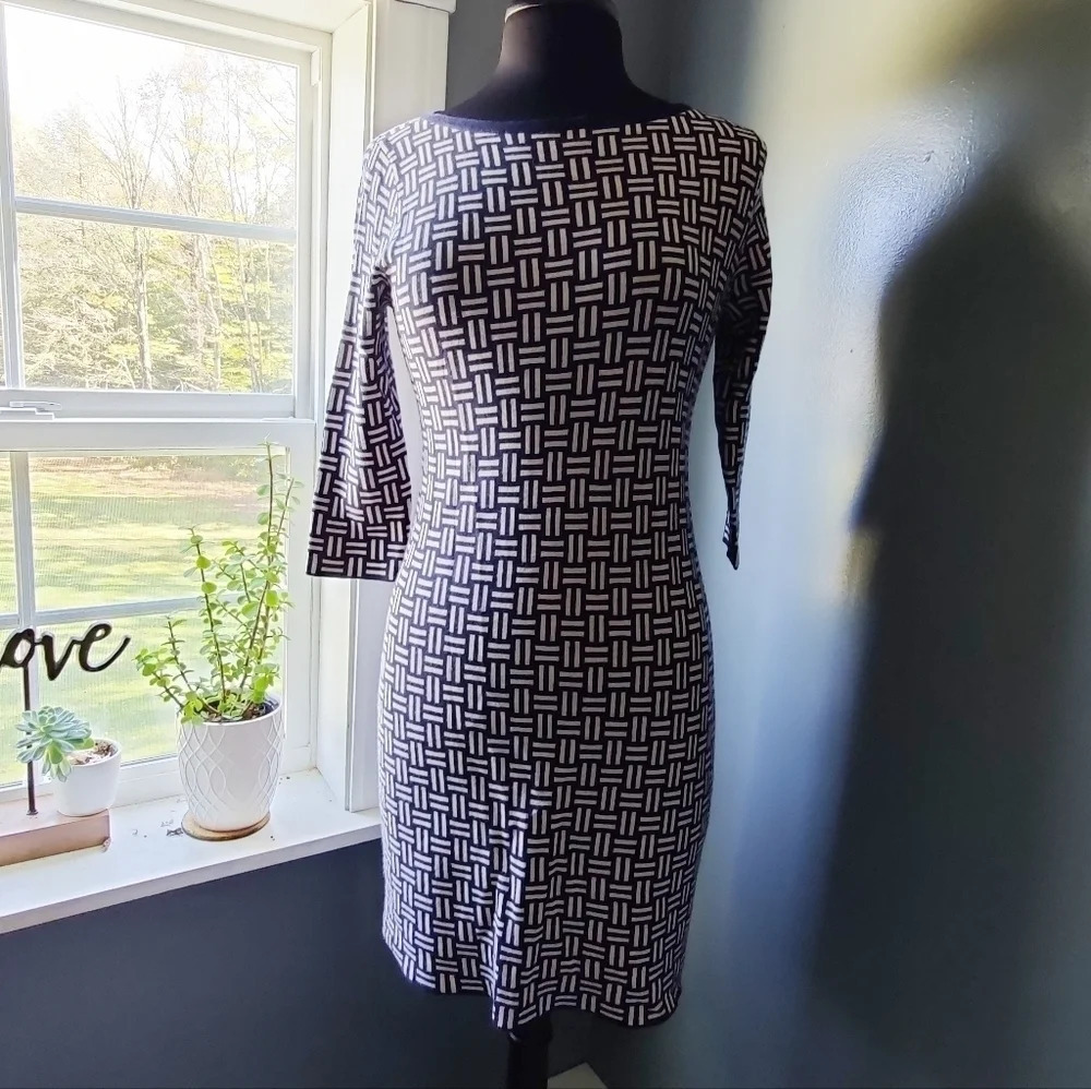 Boden Intarsia Knit 3/4 Sleeve Dress